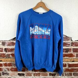 Vintage Alaska Sweatshirt Size XXL Blue Crewneck Raglan Juneau Travel USA 90s
